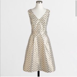 NTW JCREW PARTY DRESS W/gold metallic chevron Sz14